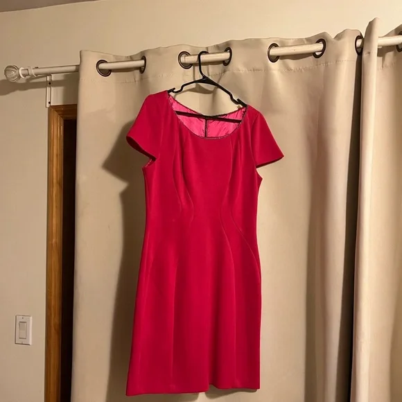 open lace back dress Tahari Red Sequin Short Sleeve Cocktail Dress